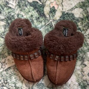UGG x Star Wars Chewbacca Brown Shearling Slippers with Fur Trim